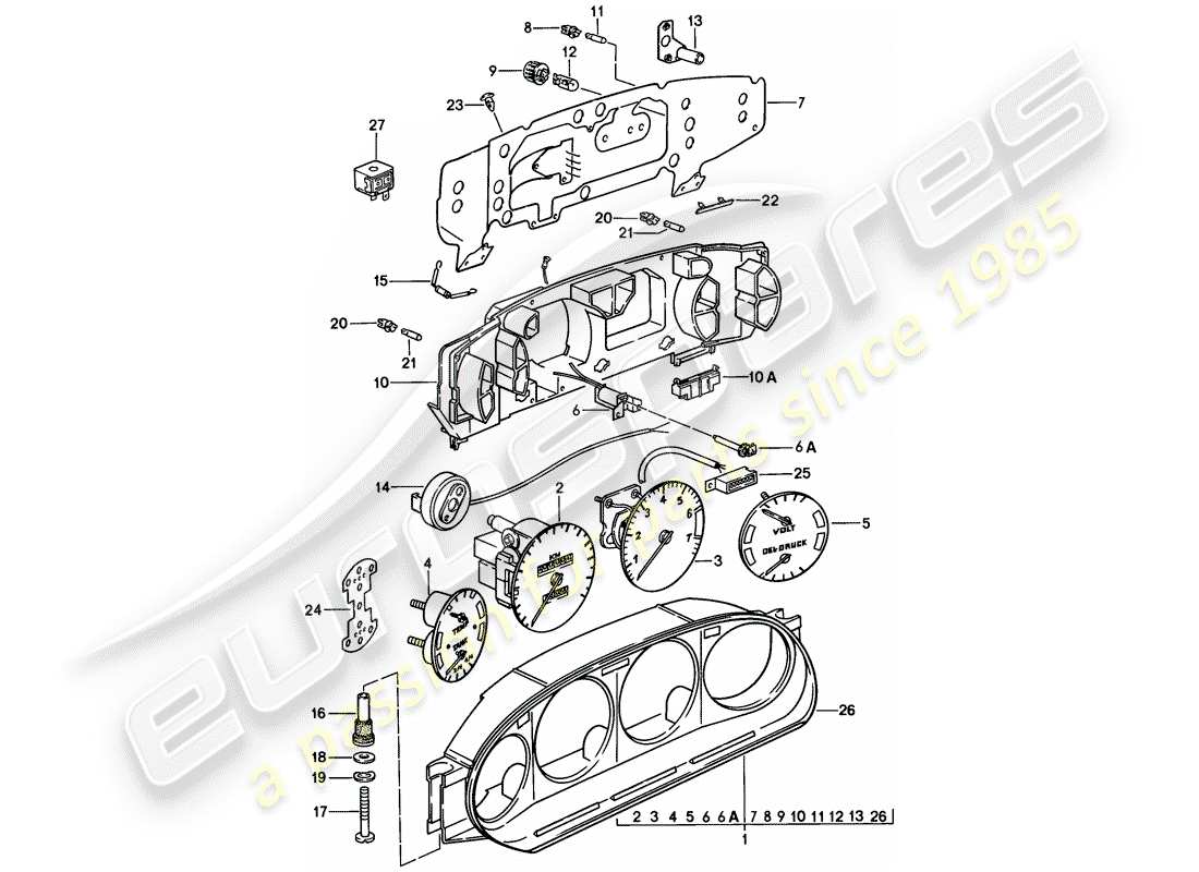 porsche 928 (1984) instrument cluster parts diagram