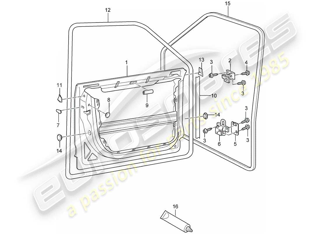 porsche cayenne (2005) door shell part diagram