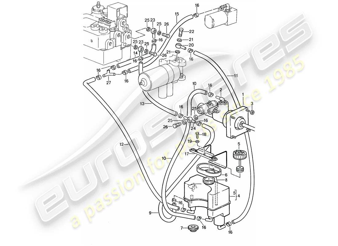 porsche 959 (1987) brake hydraulic system parts diagram