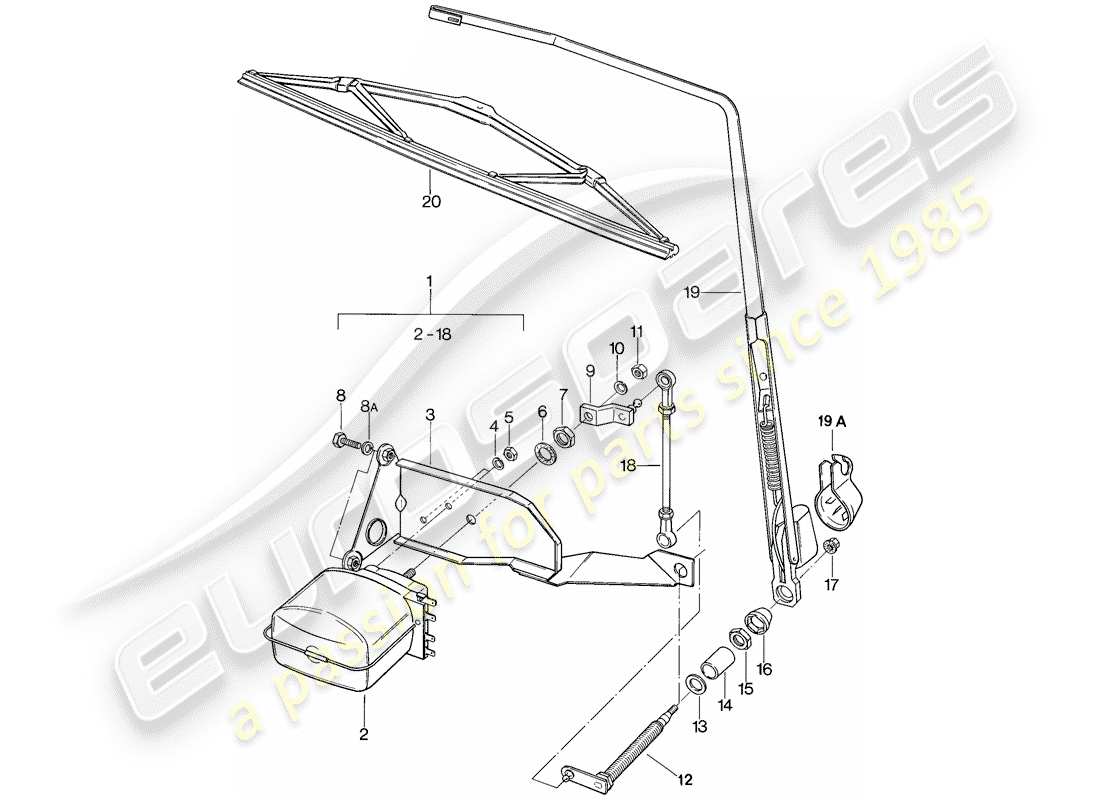 porsche 911 (1985) rear window wiper part diagram