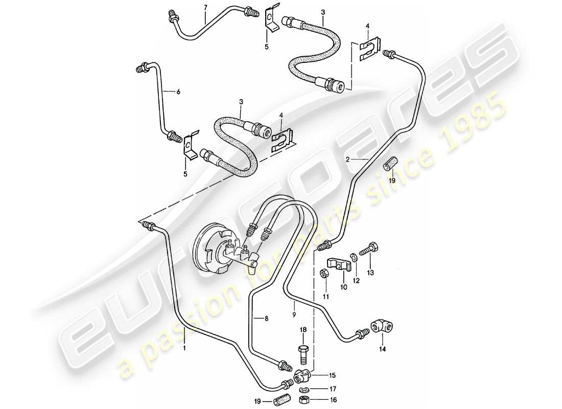 porsche 911 (1983) brake lines parts diagram