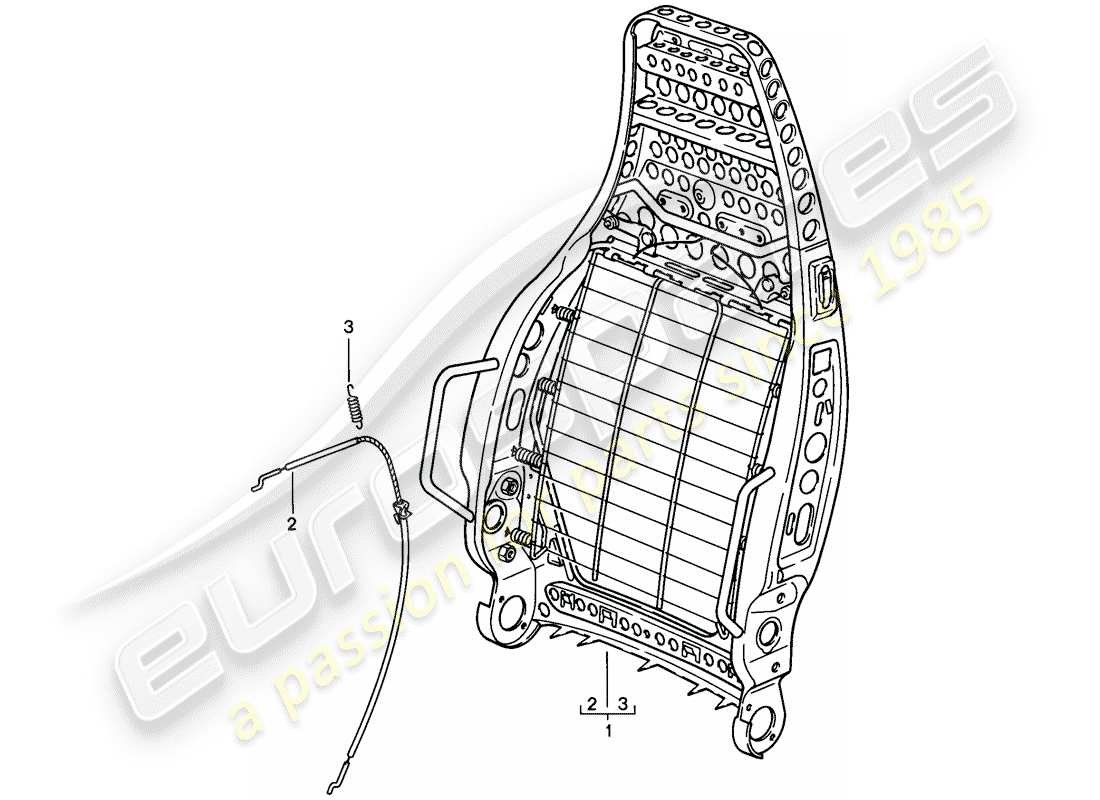 porsche 928 (1985) sports seat - electrically adjustable - backrest frame - single parts - d - mj 1985>> parts diagram