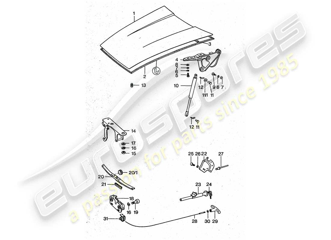 porsche 911 turbo (1977) cover part diagram