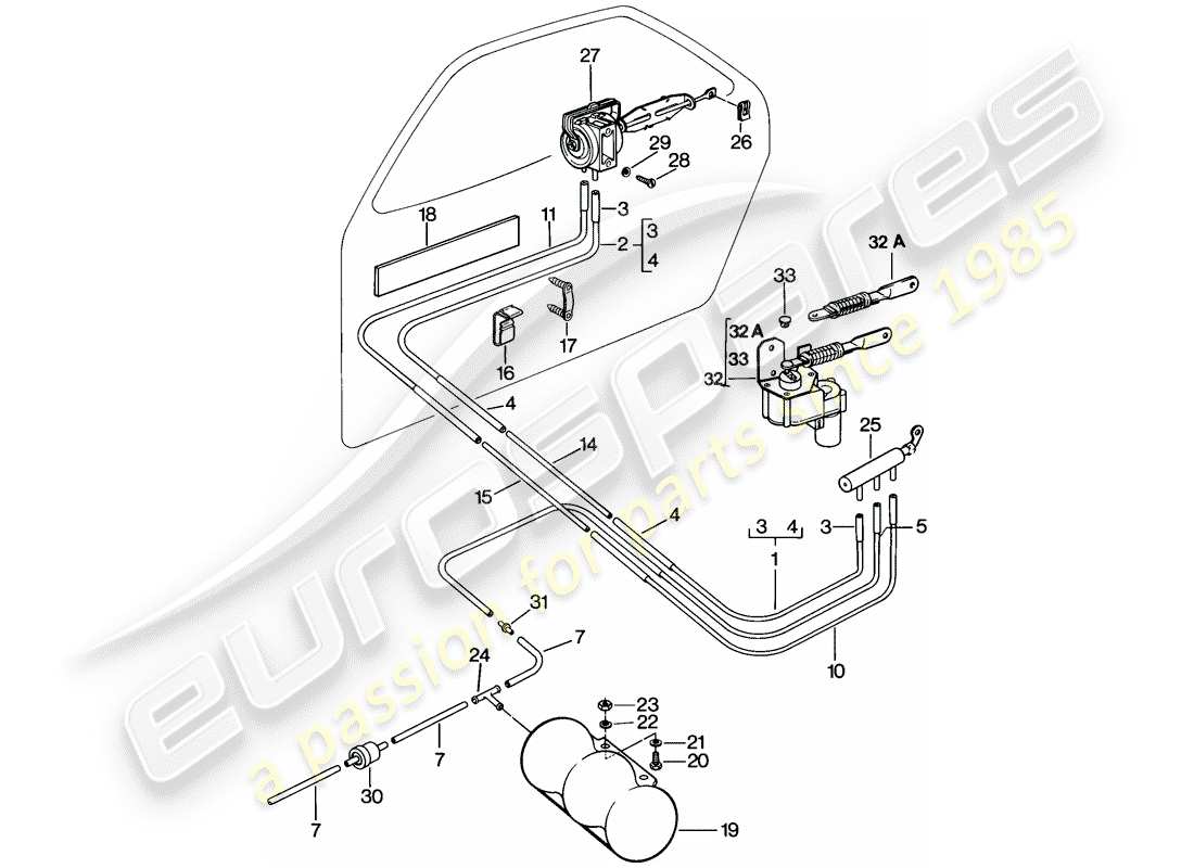 porsche 928 (1981) central locking system parts diagram