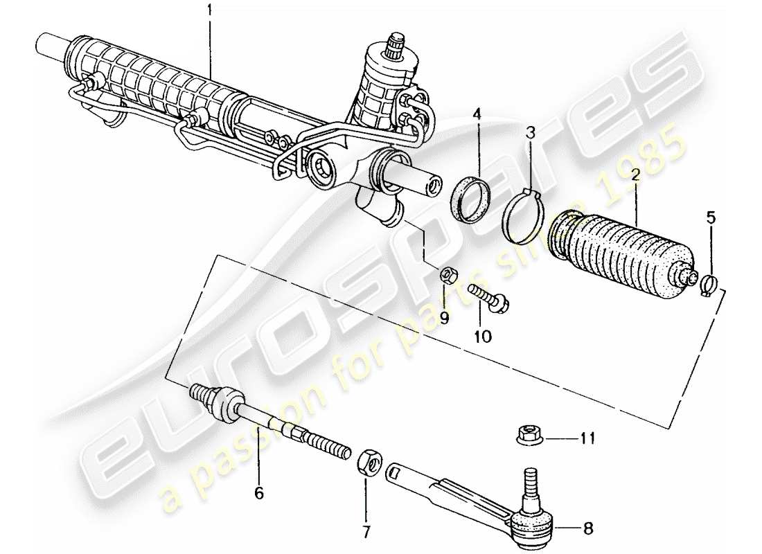 porsche 996 (2004) power steering - steering gear parts diagram