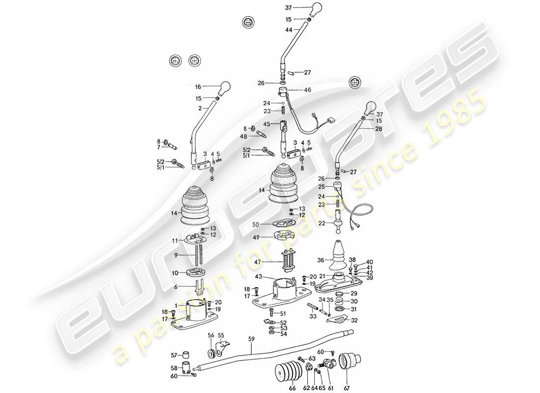 porsche 1977 (911) transmission control parts diagram