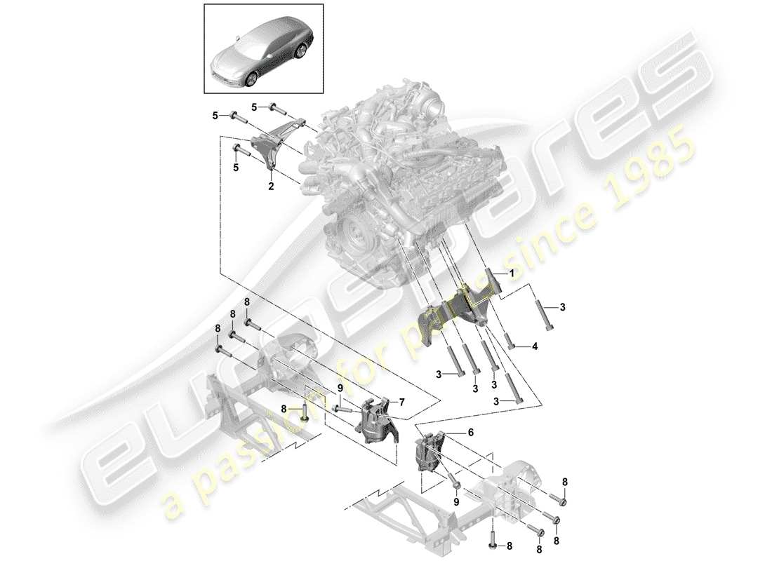 porsche panamera 971 (2020) engine lifting tackle part diagram