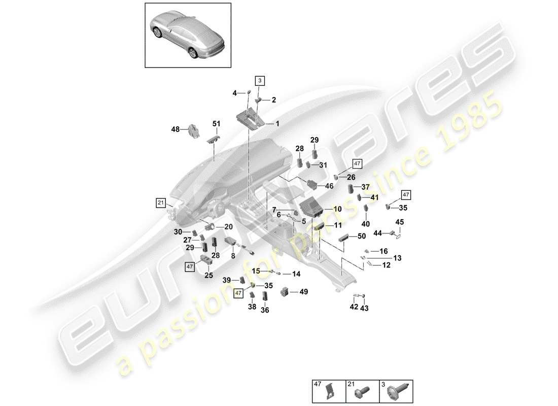 porsche panamera 971 (2020) multiple switch part diagram