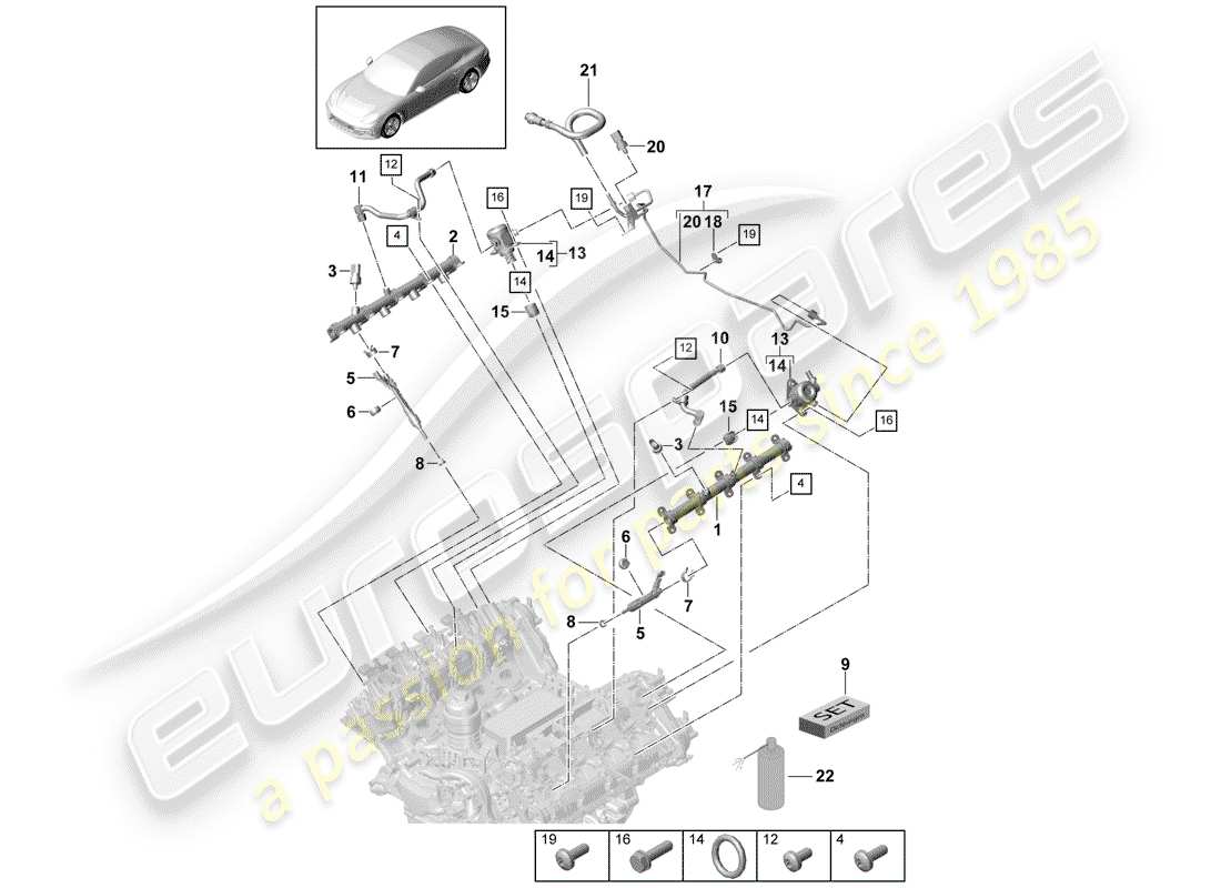 porsche panamera 971 (2019) fuel collection pipe part diagram