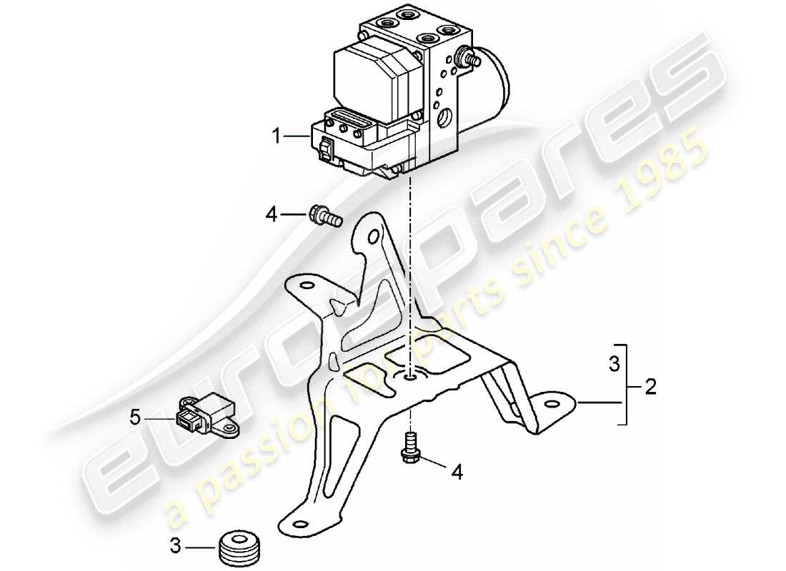 porsche 996 t/gt2 (2001) hydraulic unit - anti-locking brake syst. -abs- - control parts diagram
