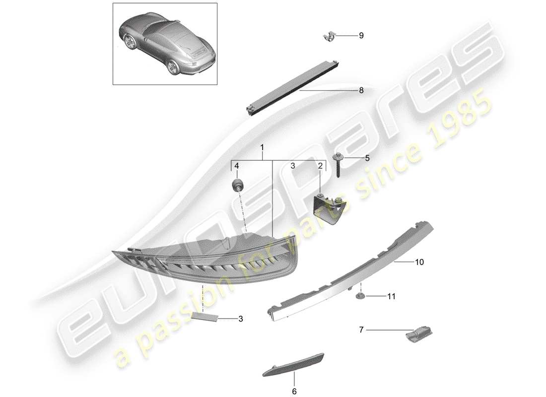 porsche 991 (2015) rear light parts diagram