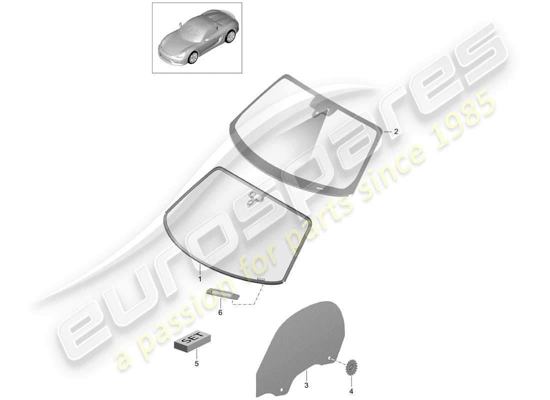 porsche 2016 window glazing parts diagram