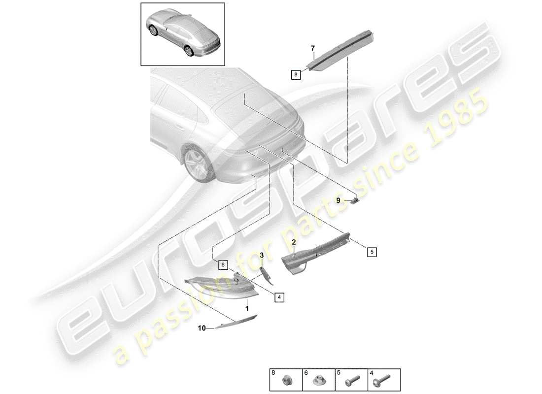 porsche panamera 971 (2019) rear light parts diagram