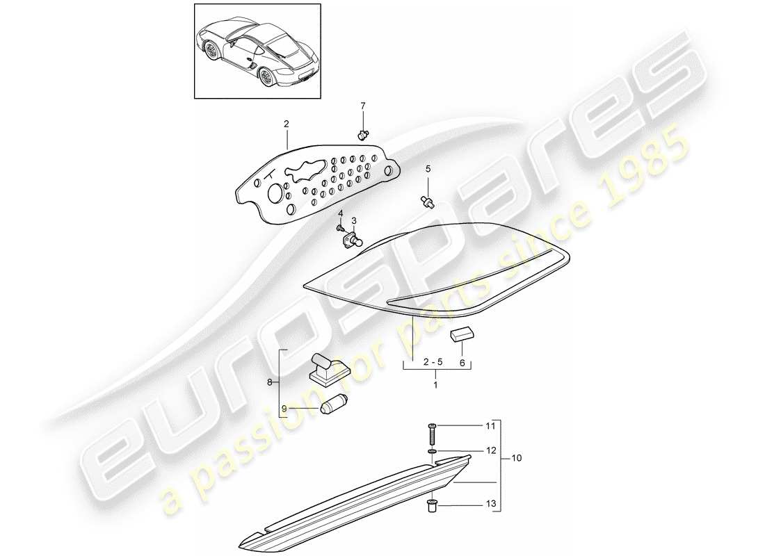 porsche cayman 987 (2012) rear light parts diagram