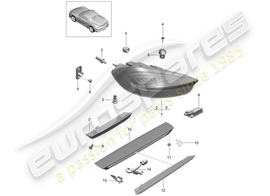 porsche 2016 rear light part diagram