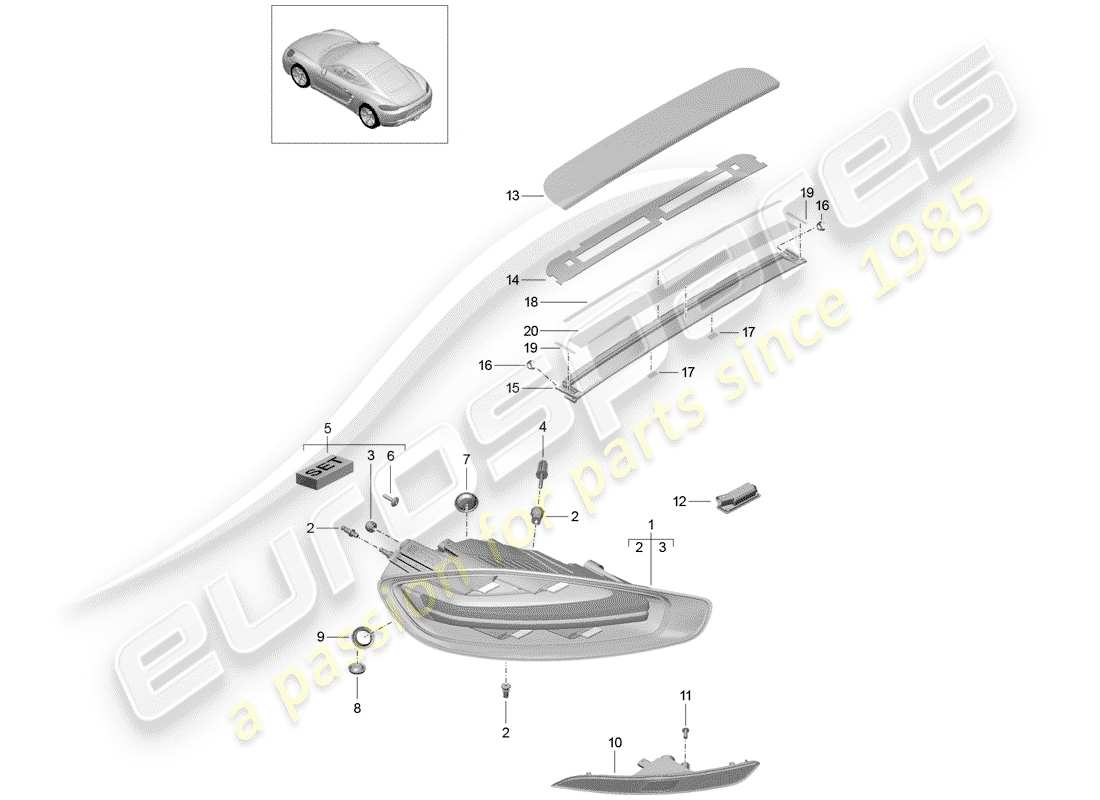 porsche 718 cayman (2018) rear light parts diagram