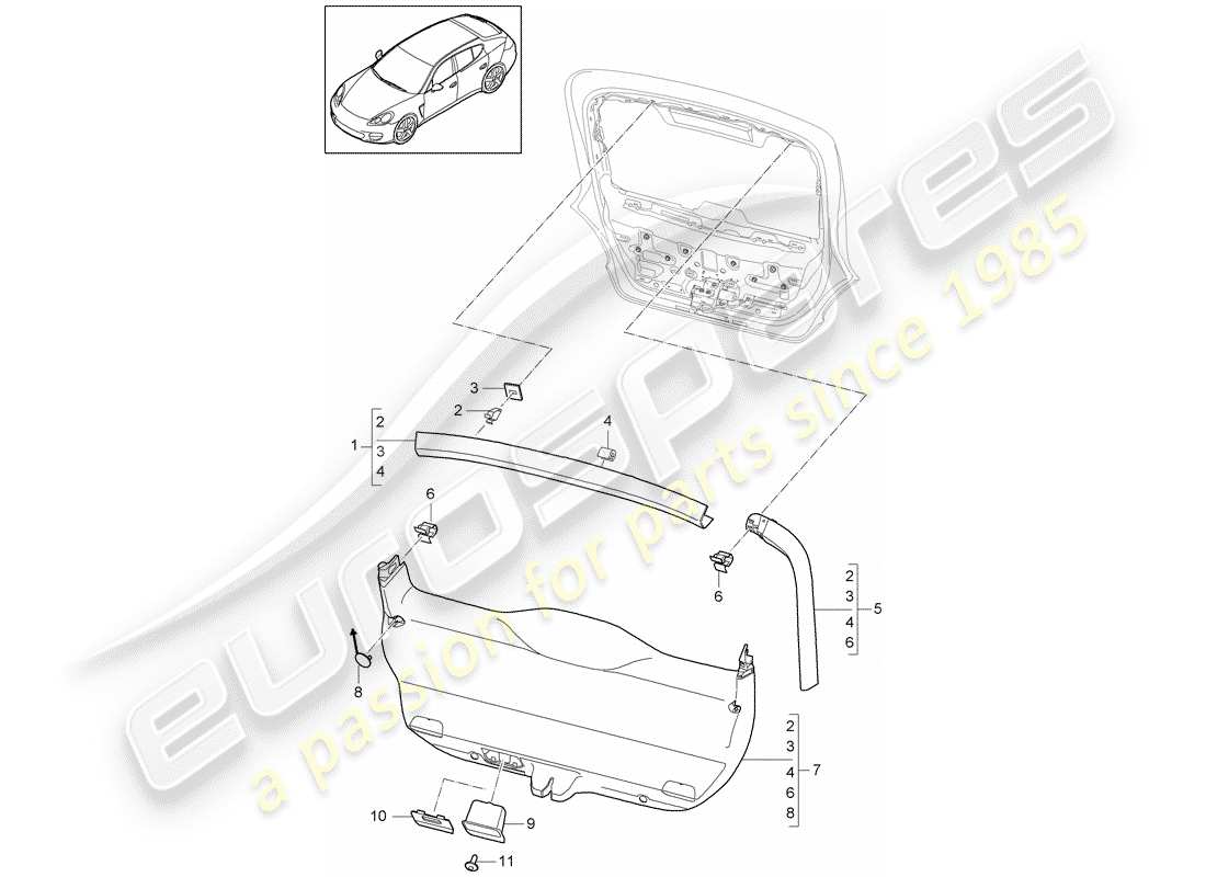 porsche panamera 970 (2016) trims part diagram