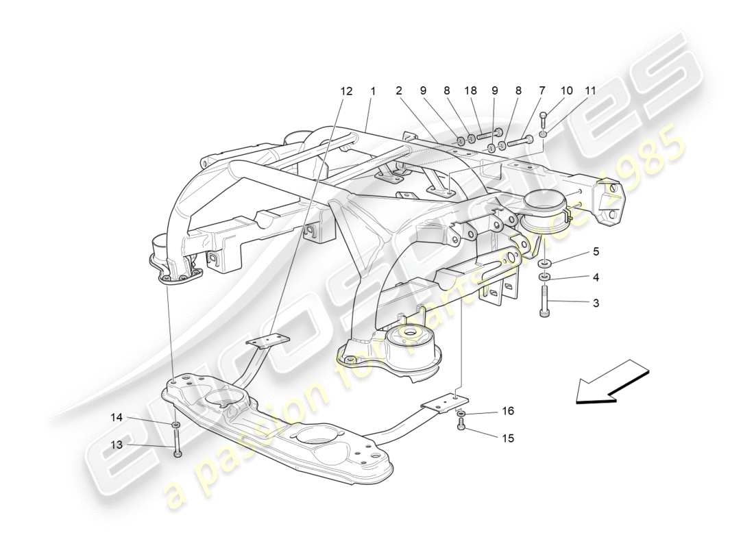 maserati granturismo (2011) rear chassis parts diagram