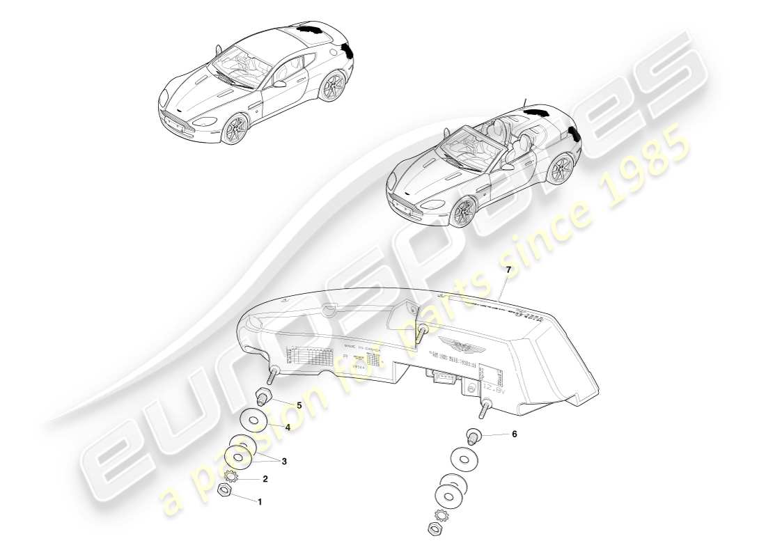 aston martin v8 vantage (2007) rear lamps part diagram