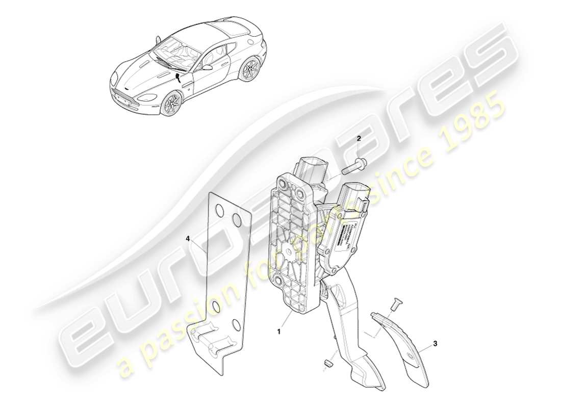 aston martin v8 vantage (2007) accelerator pedal part diagram