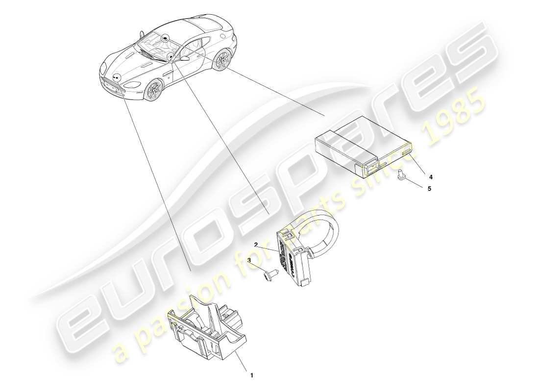 aston martin v8 vantage (2007) anti-theft sensors & switches part diagram