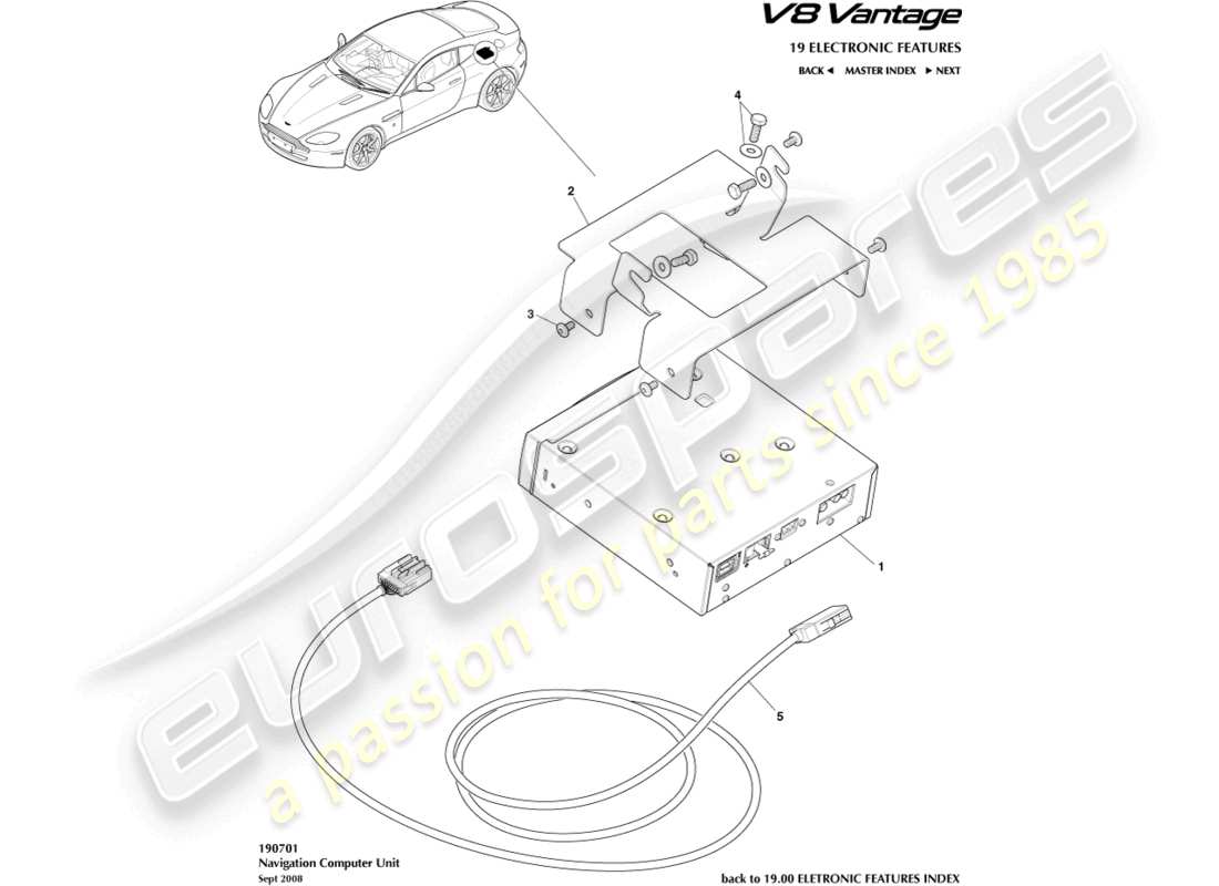 aston martin v8 vantage (2008) navigation, to 12my part diagram