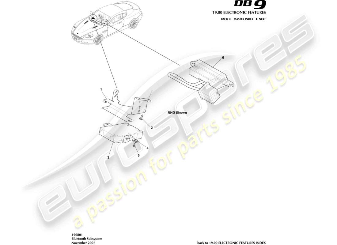 aston martin db9 (2008) bluetooth subsystem part diagram