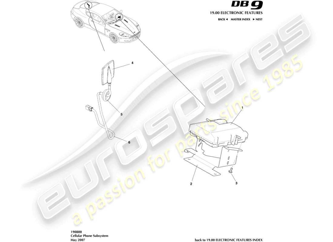 aston martin db9 (2008) cellular phone subsystem parts diagram