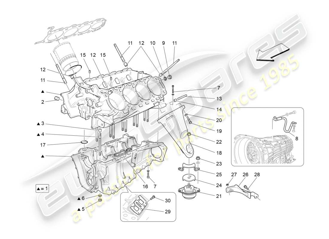 maserati granturismo (2013) crankcase part diagram