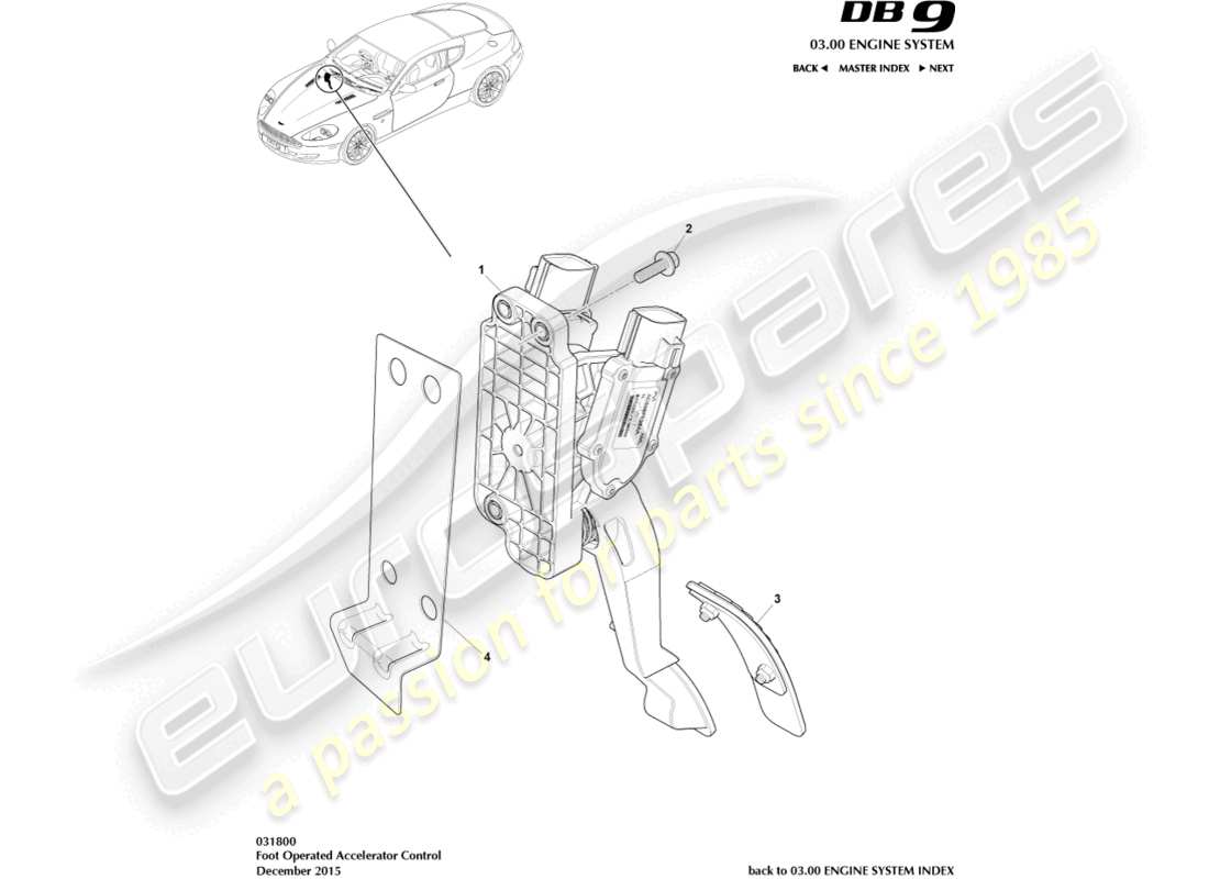 aston martin db9 (2011) accelerator control part diagram