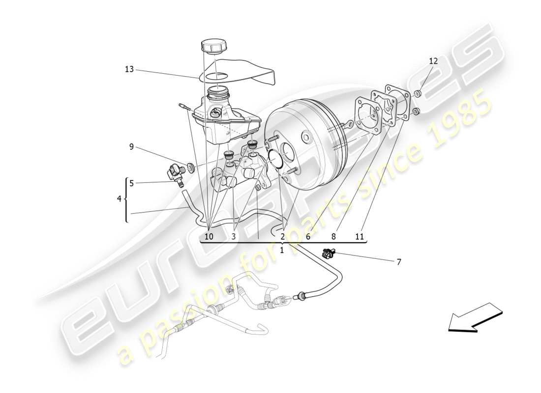 maserati qtp 3.0 bt v6 410hp (2014) brake servo system parts diagram