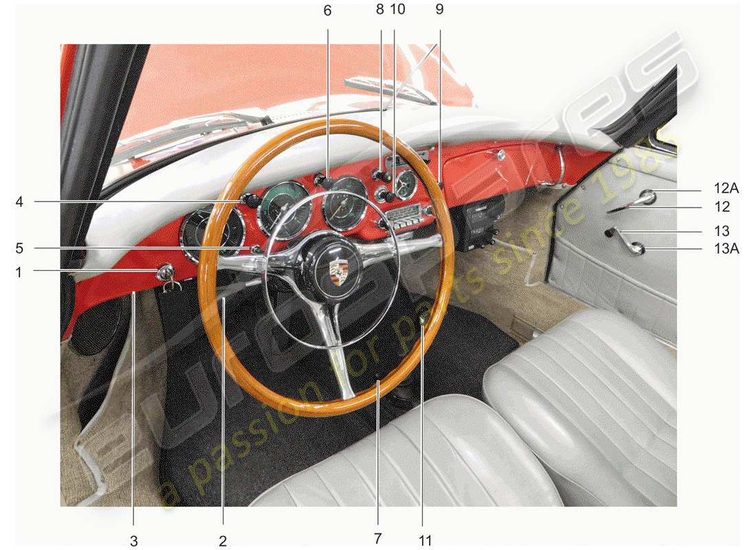 a part diagram from the porsche 356 parts catalogue