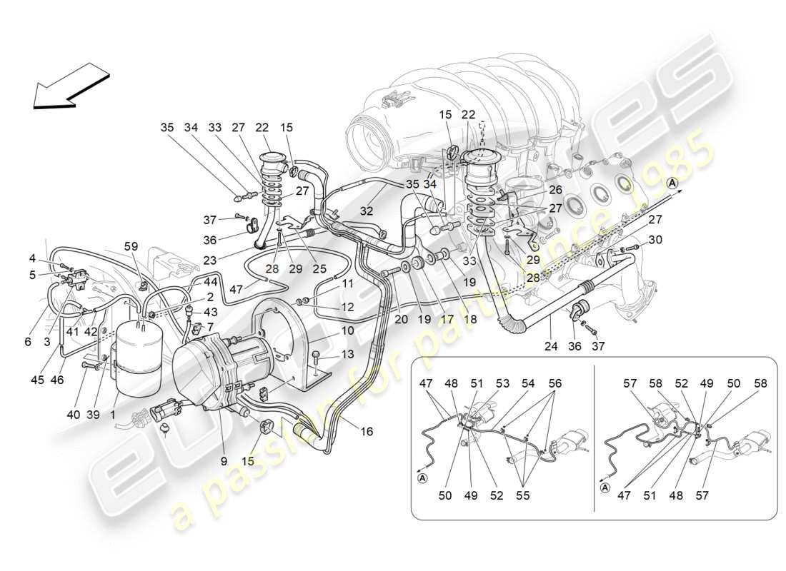 a part diagram from the maserati granturismo sport parts catalogue