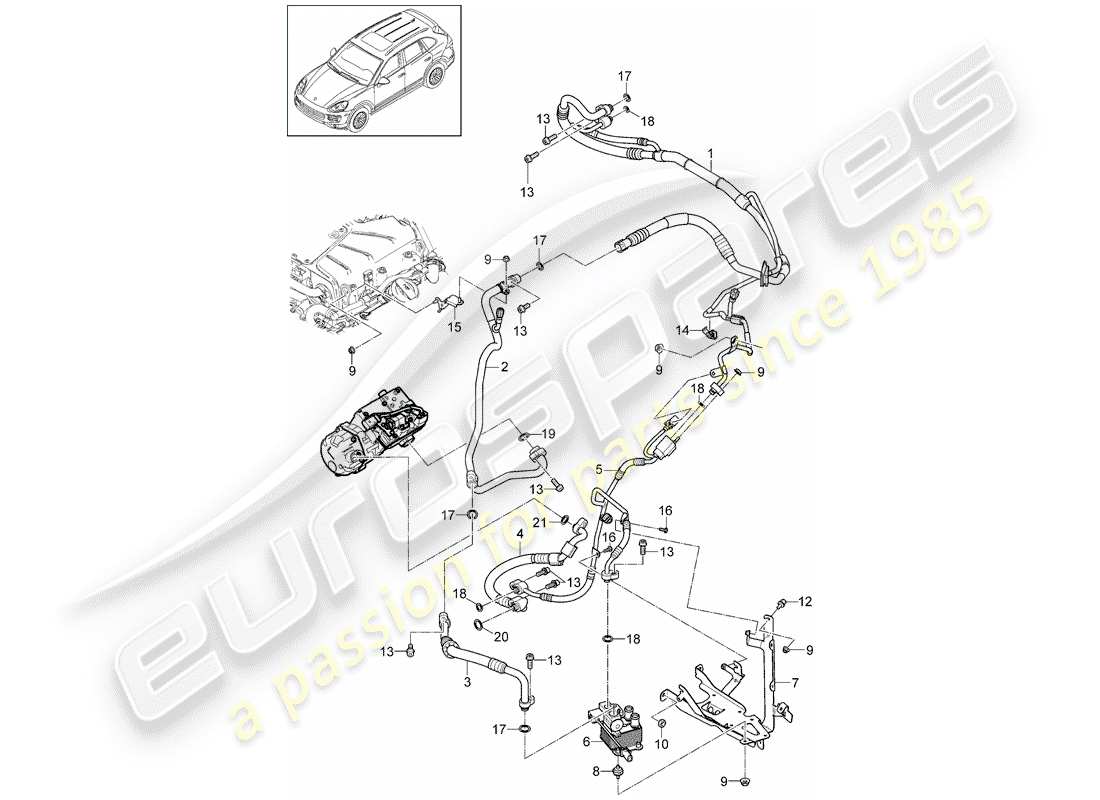 porsche cayenne e2 (2018) refrigerant circuit part diagram