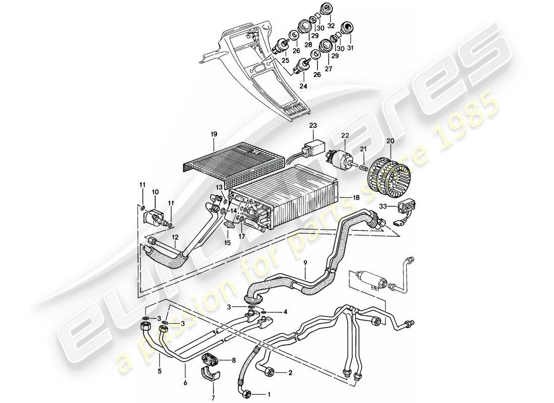 porsche 928 (1986) lines - auxiliary air conditioner - d - mj 1985>> part diagram