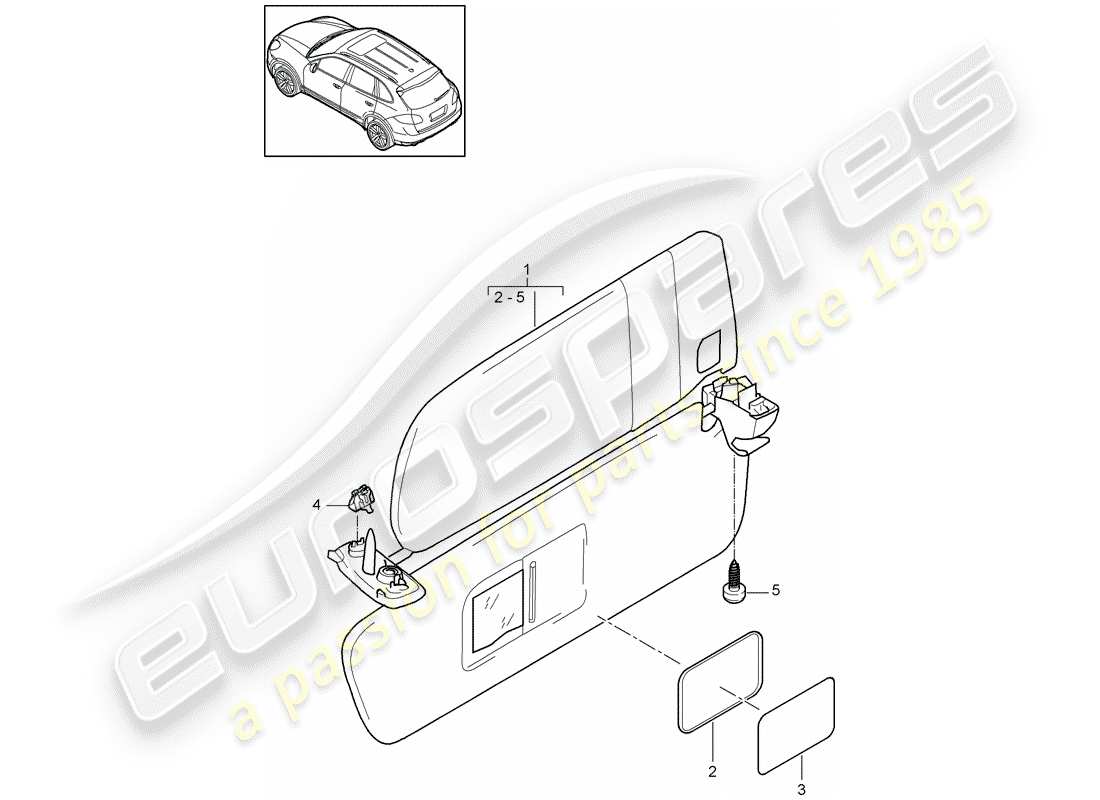 porsche cayenne e2 (2013) sun vizors part diagram