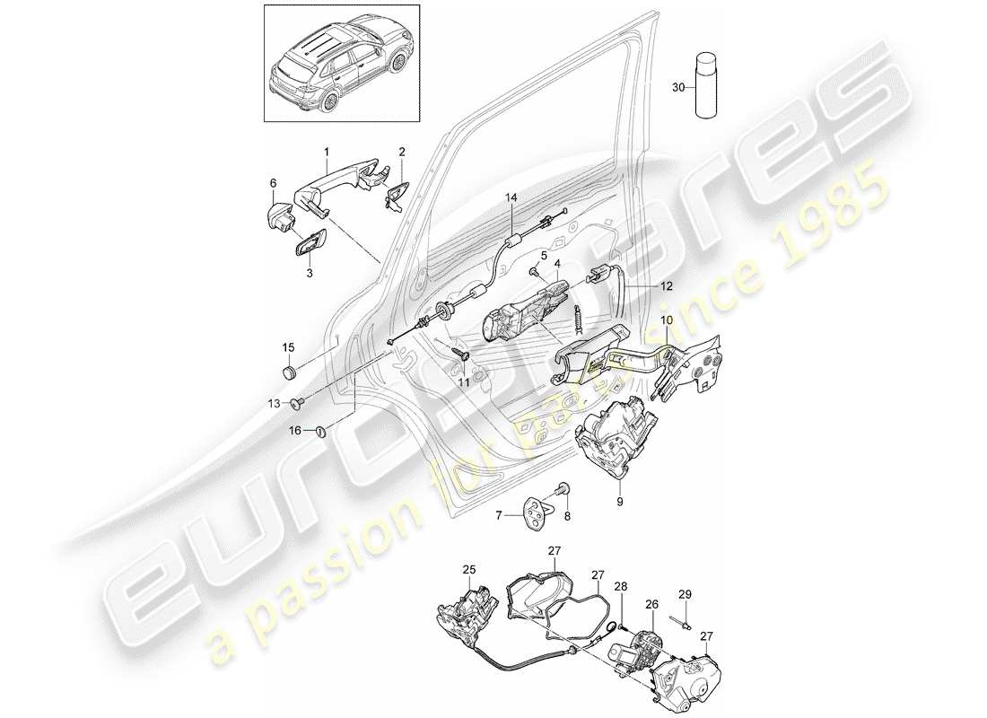 porsche cayenne e2 (2013) door handle part diagram