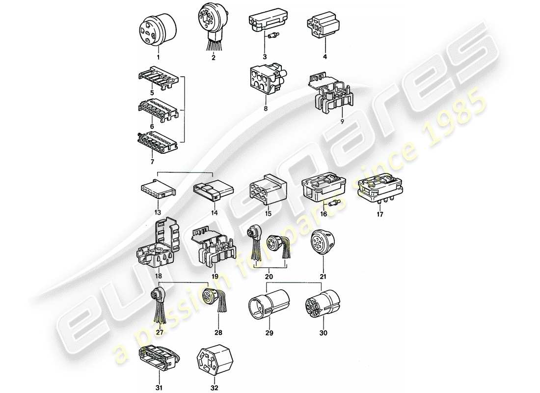 porsche 968 (1994) connector housing parts diagram