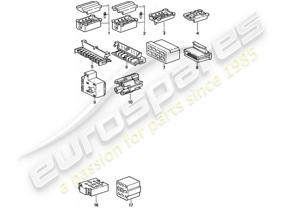 porsche 968 (1994) connector housing - 8-pole - 9-pole part diagram