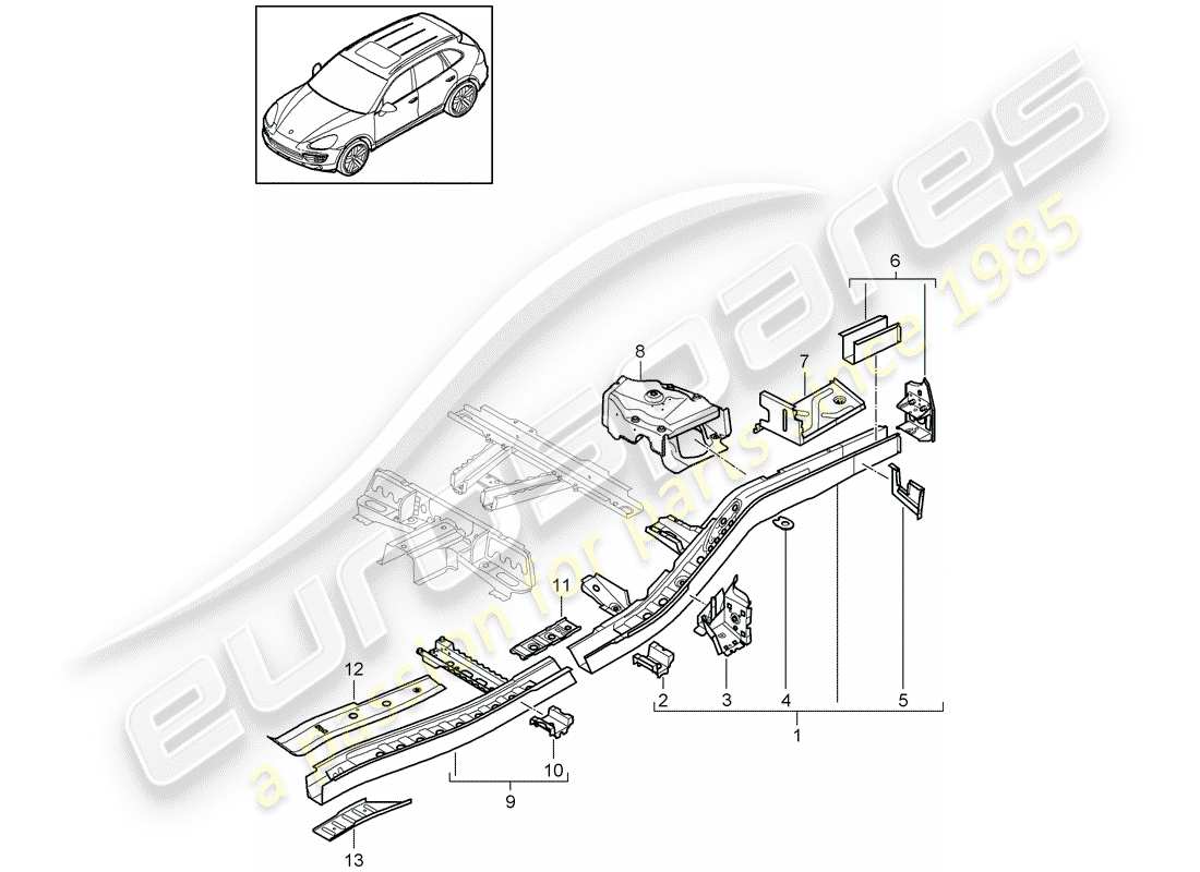 porsche cayenne e2 (2013) frame part diagram