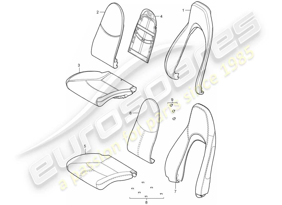 porsche boxster 987 (2006) foam part parts diagram