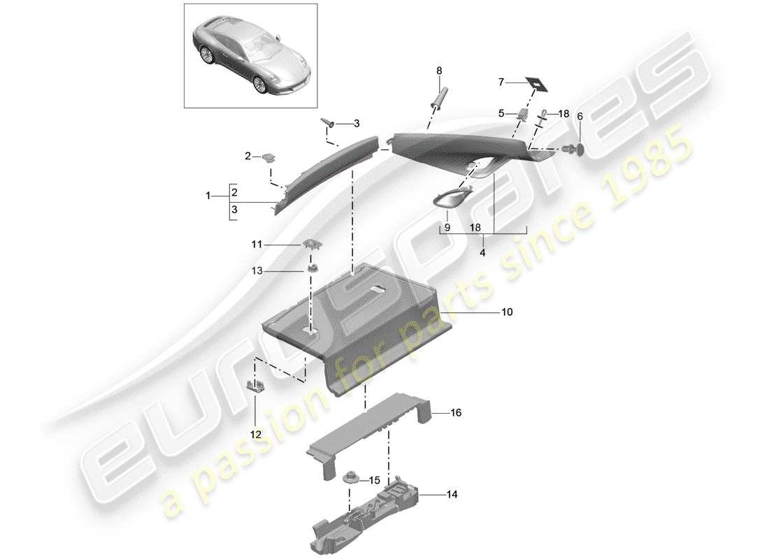 porsche 991 gen. 2 (2019) trims part diagram