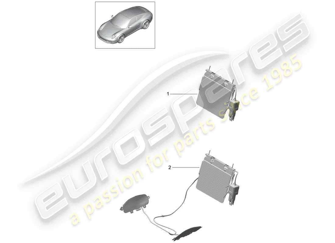 porsche 991 (2012) lumbar support part diagram