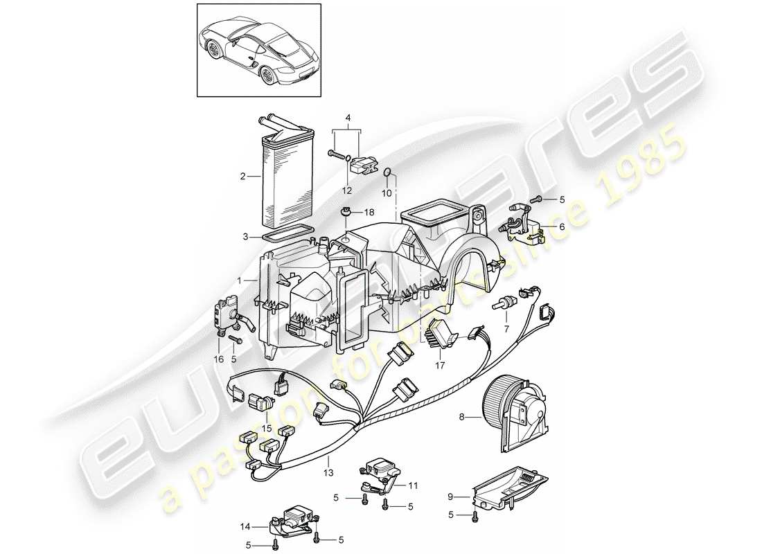 porsche cayman 987 (2006) air conditioner part diagram