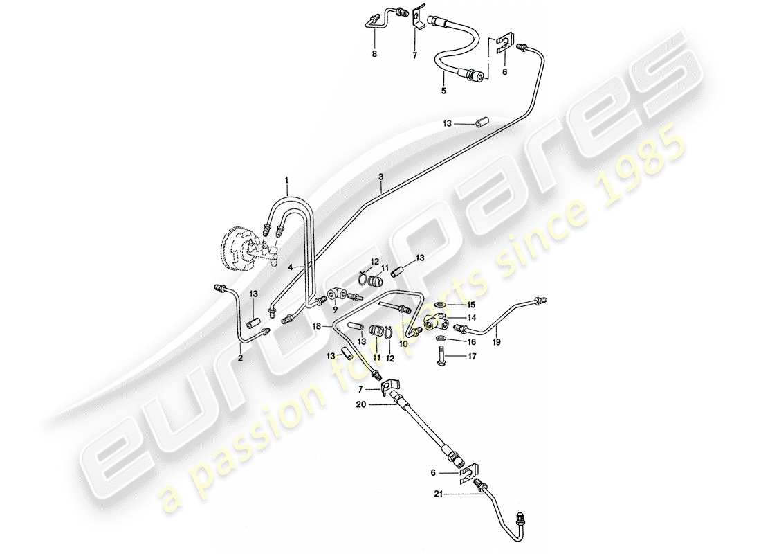 porsche 911 (1977) brake lines - for vehicles with - brake booster part diagram