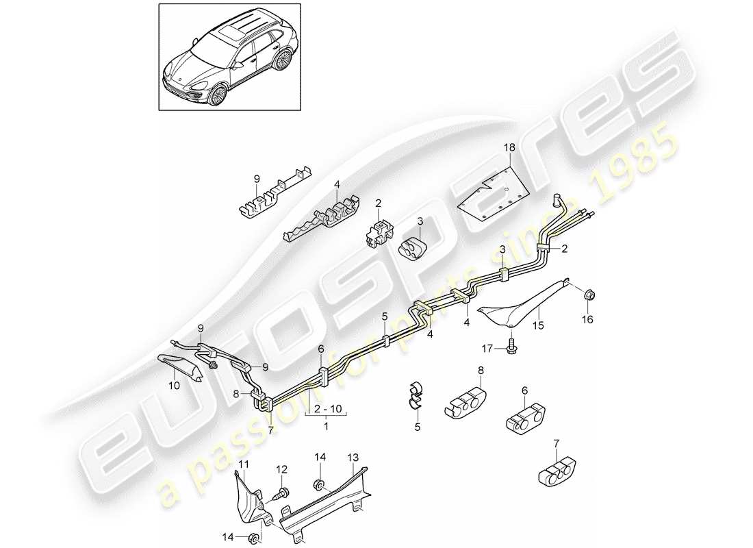 porsche cayenne e2 (2015) fuel line parts diagram