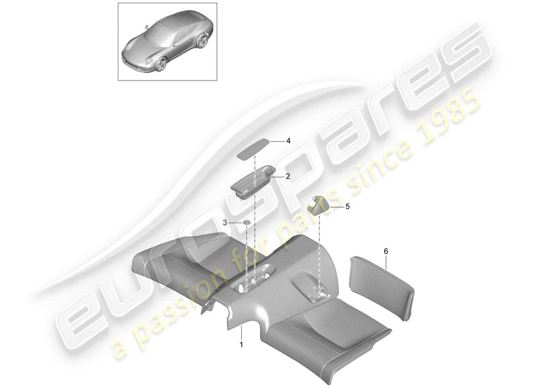 porsche 991 (2015) back seat cushion parts diagram