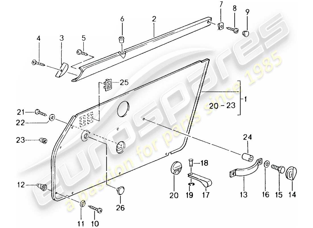 porsche 964 (1992) interior equipment - doors part diagram