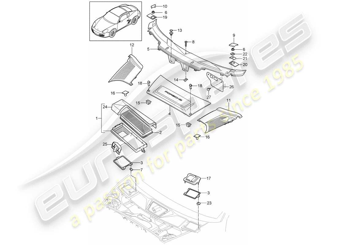 porsche cayman 987 (2006) particulate filter part diagram