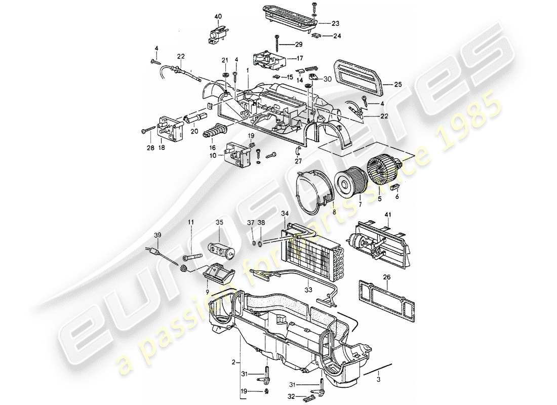 porsche 993 (1996) heater - air conditioner - single parts part diagram